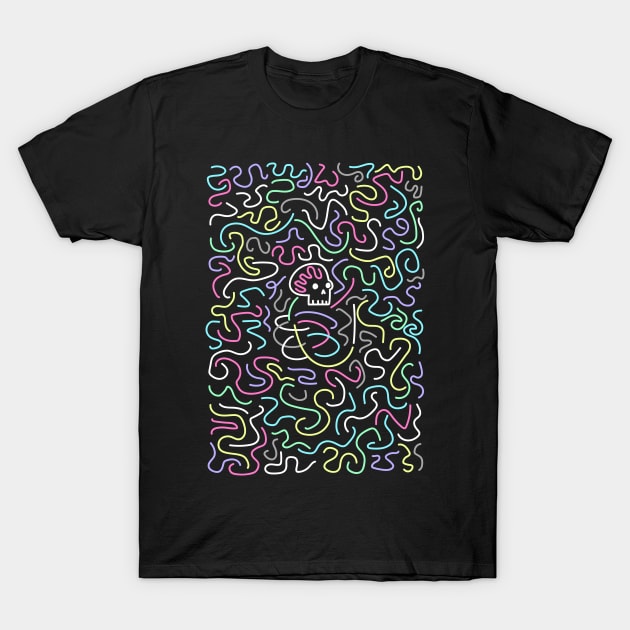 Retro psychedelic deconstructed skull apparel T-Shirt by guidogokraw